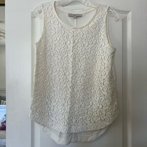LOFT Ivory lace linen tank size small